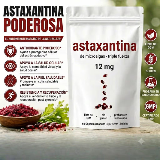Astaxantina 12mg — Antioxidante Premium · Piel, Energía y Vitalidad