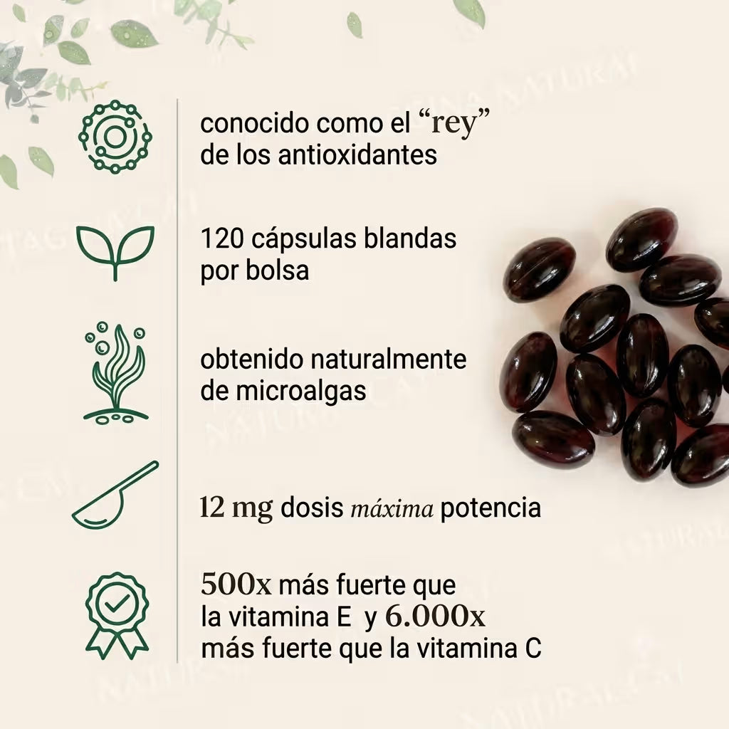 Astaxantina 12mg — Antioxidante Premium · Piel, Energía y Vitalidad