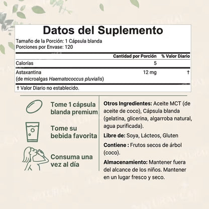 Astaxantina 12mg — Antioxidante Premium · Piel, Energía y Vitalidad
