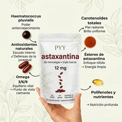 Astaxantina 12mg — Antioxidante Premium · Piel, Energía y Vitalidad